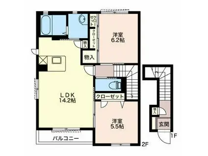 イグドラシルIIIA(2LDK/2階)の間取り写真