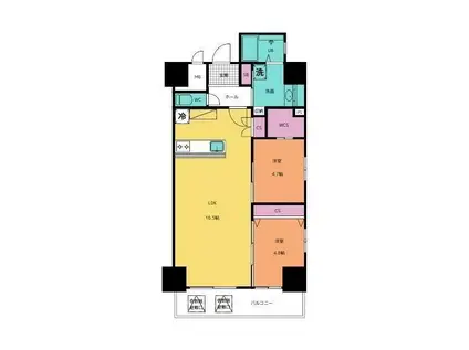 エルザグランツ中津口 (2LDK/14階)の間取り写真