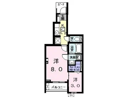 アヴニール(2K/1階)の間取り写真