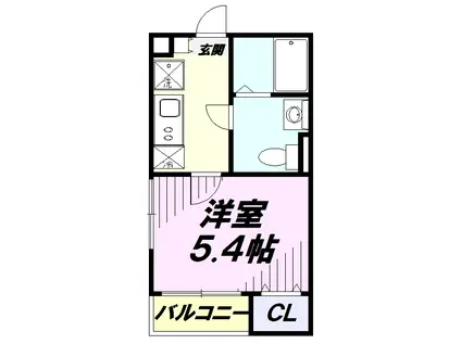 エクセラン所沢(1K/2階)の間取り写真
