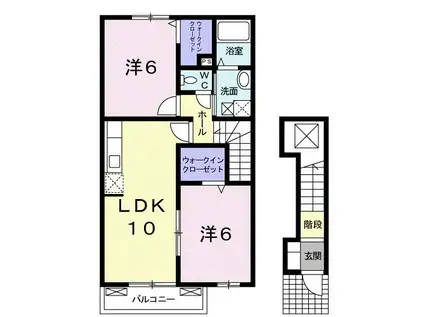 グローヴ・ガーデンII(2LDK/2階)の間取り写真