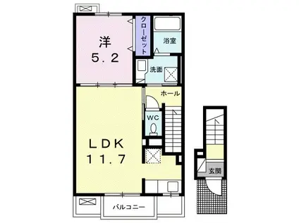 ソレアードナカノ III(1LDK/2階)の間取り写真