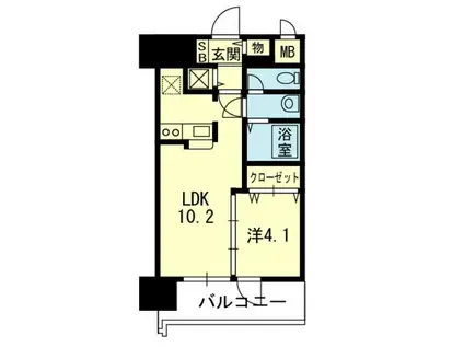 ライズ熊大病院前II(1LDK/9階)の間取り写真