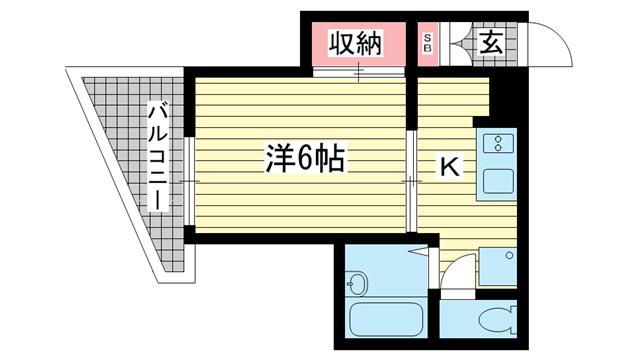 大倉山ハイツC棟(1K/2階)の間取り写真