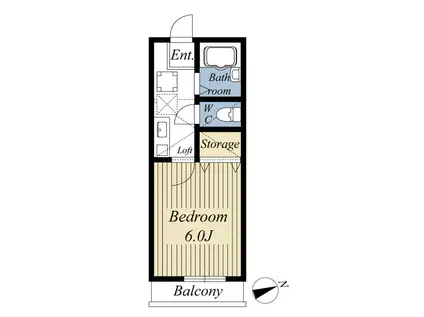 フローラI(1K/2階)の間取り写真