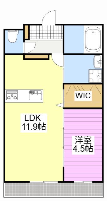 THEI(1LDK/3階)の間取り写真