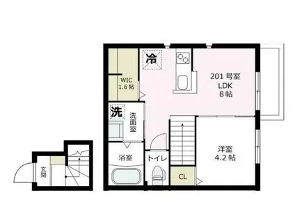 ヴェルデ(1LDK/2階)の間取り写真