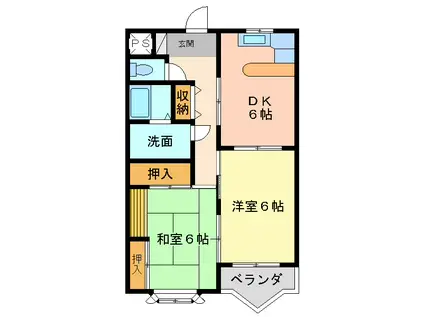 コスモス88(2DK/2階)の間取り写真