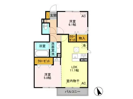 エールド クラージュ(2LDK/1階)の間取り写真