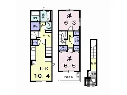 ネオ ブルックII(2LDK/2階)の間取り写真