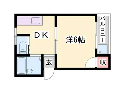 サンハイツ上滝野 D棟(1DK/1階)の間取り写真