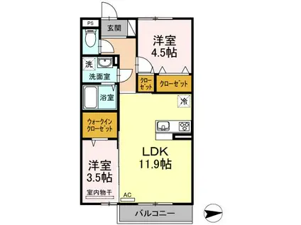 リベルタ(2LDK/2階)の間取り写真