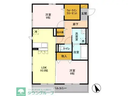 リベラマーロ(2LDK/2階)の間取り写真