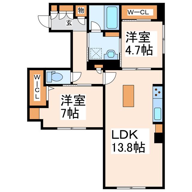 PARADISO琴平(2LDK/1階)の間取り写真