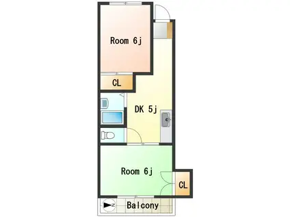 グランドスプリングス(2DK/2階)の間取り写真