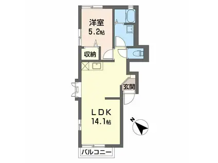 プランドールM(1LDK/1階)の間取り写真