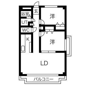 ルミナス山手(2LDK/1階)の間取り写真
