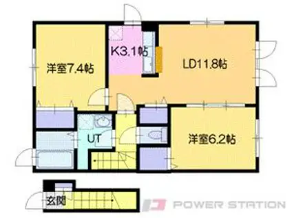 ウインドヒルI(2LDK/2階)の間取り写真
