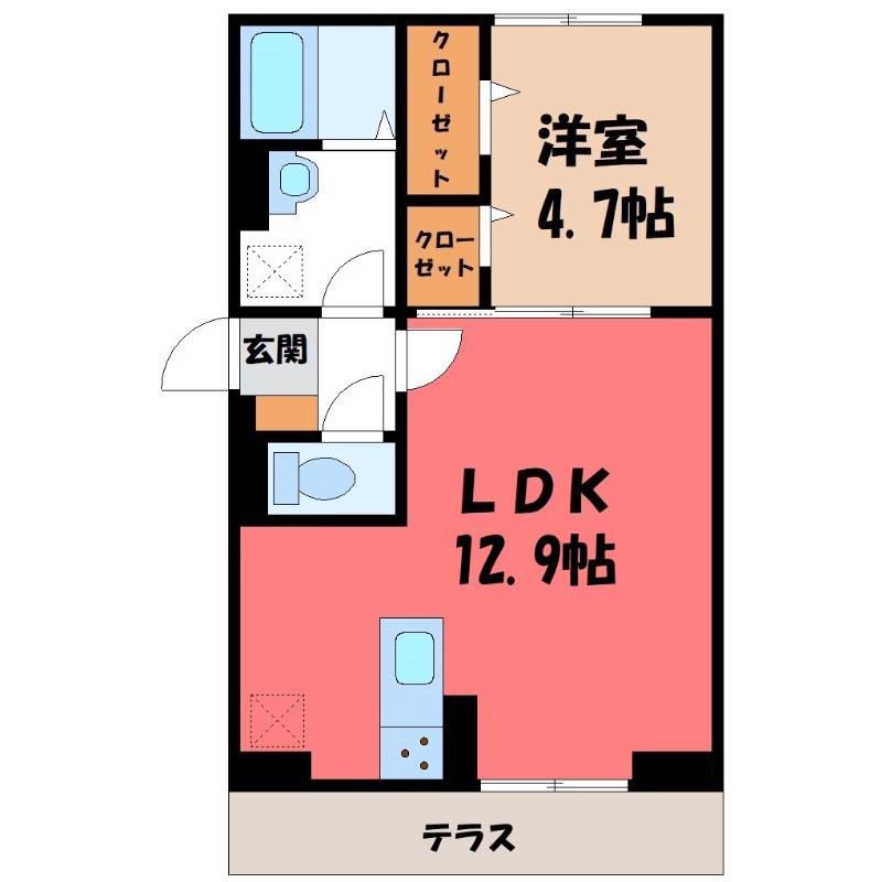 イーステージ大橋町(1LDK/1階)の間取り写真