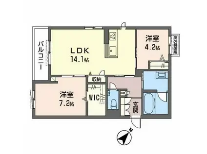 シャーメゾンガーデンズ上津台(2LDK/3階)の間取り写真