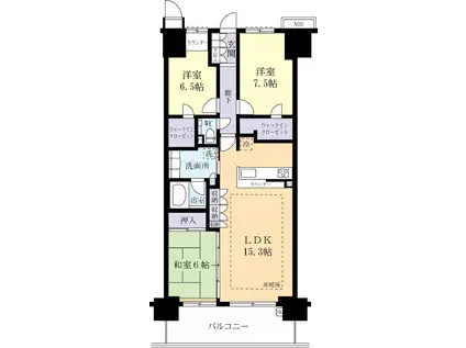 レーベン研究学園NEXIO(3LDK/12階)の間取り写真