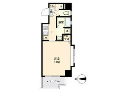 アーバンフラッツ伏見(1K/6階)の間取り写真