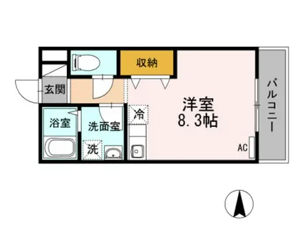 オリーヴァ花畑(ワンルーム/1階)の間取り写真