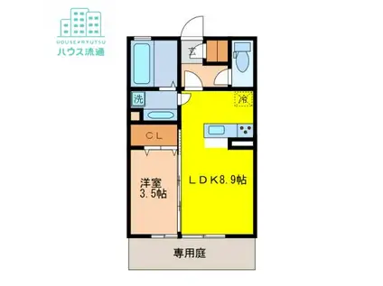 リッチプルメリア(1LDK/1階)の間取り写真