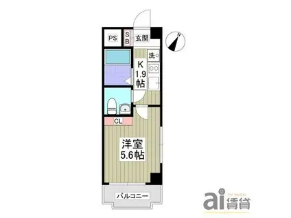 リブレス所沢緑町(1K/3階)の間取り写真