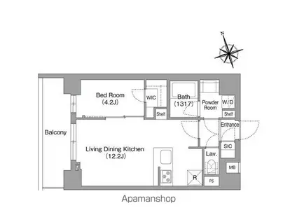 コンフォリア・リヴ八丁堀(1LDK/12階)の間取り写真