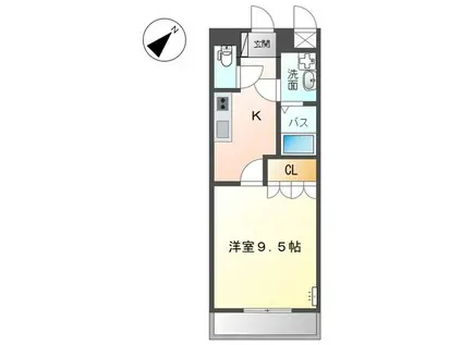 サザンハーベスト(1K/1階)の間取り写真