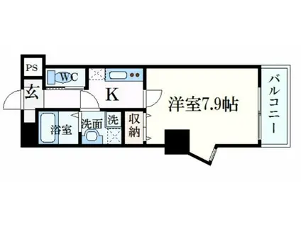 レジデンスM姫路(1K/3階)の間取り写真