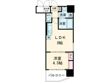 エステムコート三宮駅前IIアデシオン(1LDK/11階)の間取り写真