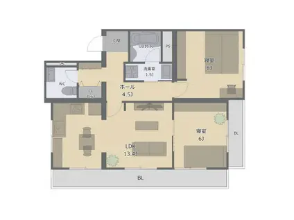 オリエントハイツ(2LDK/3階)の間取り写真