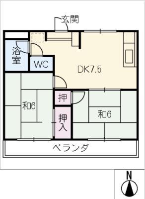 ハイツフロンティア(2DK/1階)の間取り写真