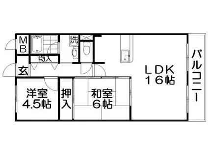 香里プラザII(2LDK/7階)の間取り写真
