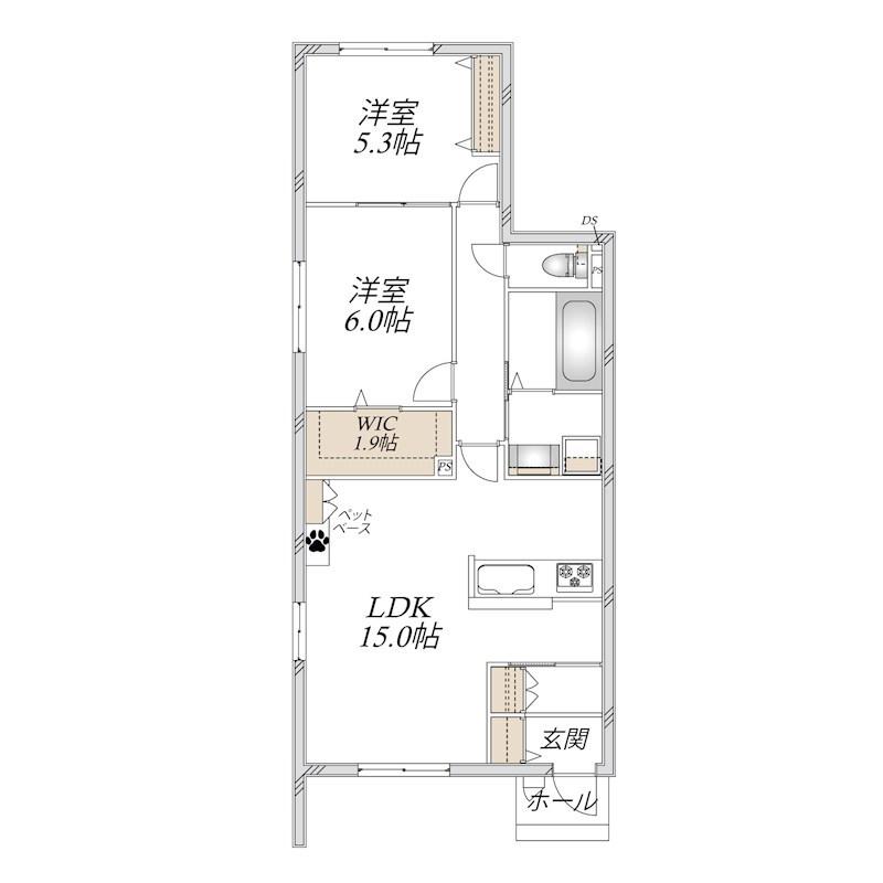 BELLE MAISON星陵台(2LDK/1階)の間取り写真