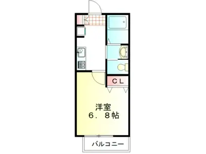 ラ・クール川越南大塚(1K/1階)の間取り写真
