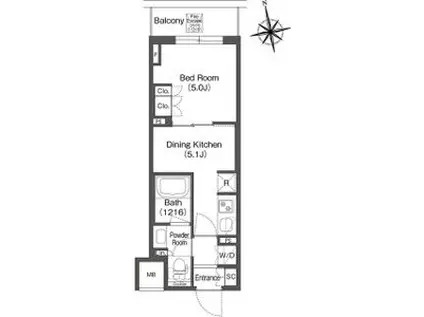 コンフォリア東上野(1DK/7階)の間取り写真