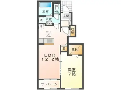 トレ・パーチェ西連寺(1LDK/1階)の間取り写真