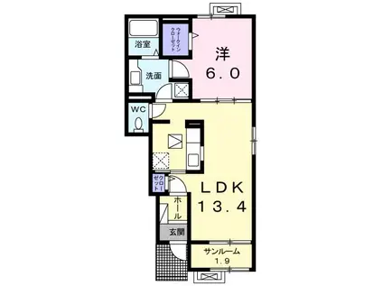 エム.ブラン(1LDK/1階)の間取り写真