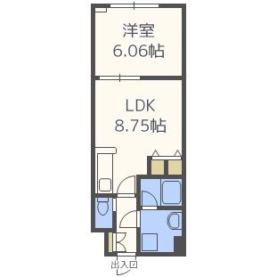 グランシス天満橋(1LDK/8階)の間取り写真