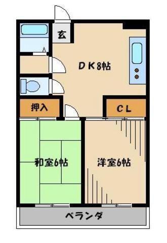 コスモプレイス北原台I(2DK/2階)の間取り写真