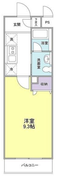 小田急江ノ島線 中央林間駅 徒歩4分 4階建 築24年(1K/2階)の間取り写真