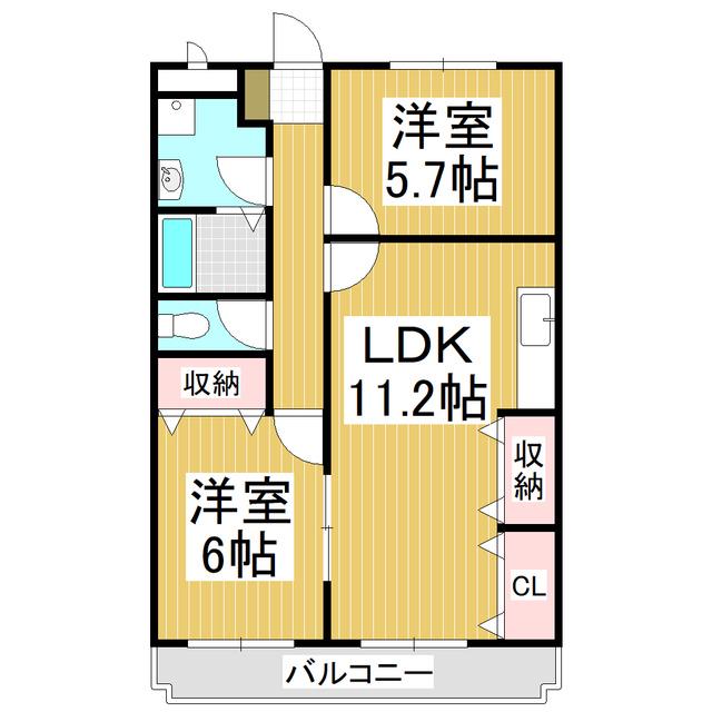 ニューマリッチ愛(2LDK/2階)の間取り写真