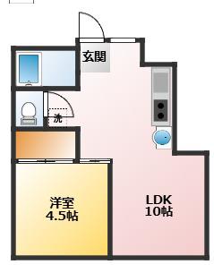 ウインズ庄内(1LDK/2階)の間取り写真