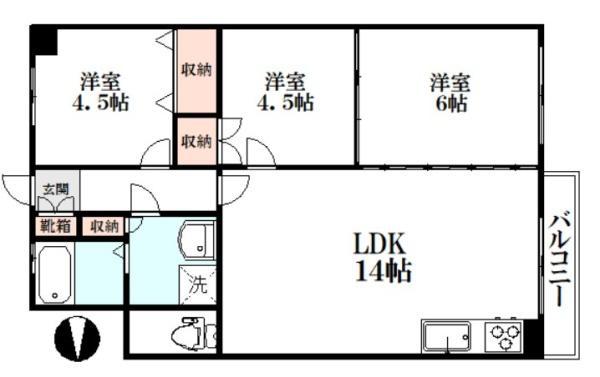 北砂四丁目(3LDK/14階)の間取り写真