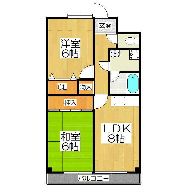 カルモ中村(2LDK/4階)の間取り写真