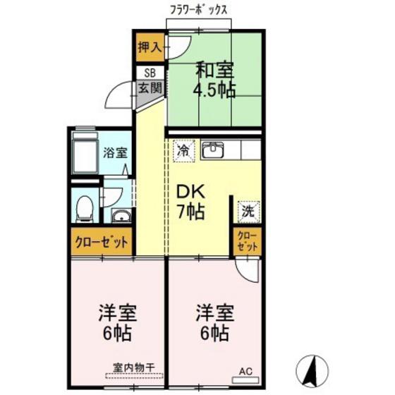 パレーシャル藤原A(3DK/1階)の間取り写真