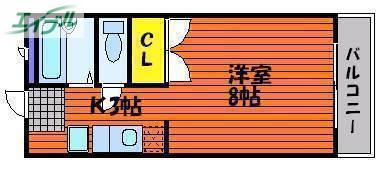 スカイアローマンション(1K/3階)の間取り写真